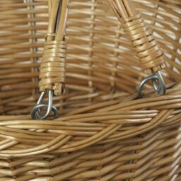 Red Hamper Wicker Shopping Basket Small Swing Handle Shopper in Brown - thumbnail 2