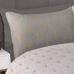 Smart Living Printed Luxury Ombre Metallic Deco Duvet Cover With Pillowcases in Grey - Size: King - thumbnail 2