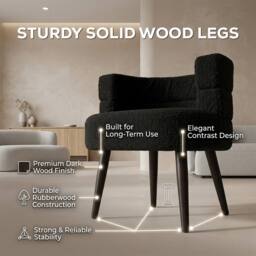 Alivio Sherpa Accent Chair with Curved Backrest & Solid Wood Legs, Teddy Fabric Lounge Armchair in Black - thumbnail 6