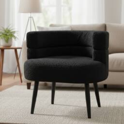 Alivio Sherpa Sofa Chair for Living Room Dining Room Makeup Office Reception in Black - thumbnail 1