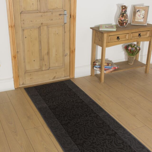 runrug Hallway Carpet Runner Rug - Soft & Comfy, 9mm - 'Baroque' in Grey - Size: 70 cm x 420 cm - image 1