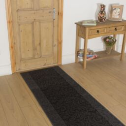 runrug Hallway Carpet Runner Rug - Soft & Comfy, 9mm - 'Baroque' in Grey - Size: 70 cm x 420 cm - thumbnail 1