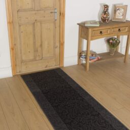 runrug Hallway Carpet Runner Rug - Soft & Comfy, 9mm - 'Baroque' in Grey - Size: 70 cm x 420 cm - thumbnail 4