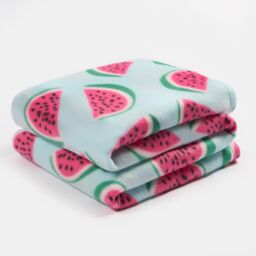 OHS Watermelon Fleece Throw Bedspread Sofa Chair Garden Travel Soft Warm Car Blanket in Bright Blue - thumbnail 2