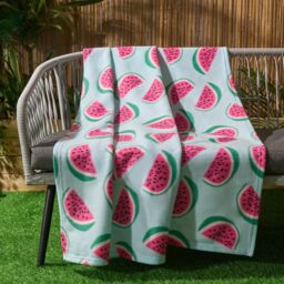 OHS Watermelon Fleece Throw Bedspread Sofa Chair Garden Travel Soft Warm Car Blanket in Bright Blue - thumbnail 1