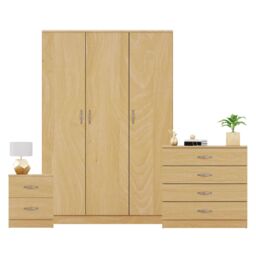 Home Discount Vida Designs Riano 3Pc Bedroom Set - 2 Drawer Bedside, 3 Door Wardrobe in Brown - thumbnail 8