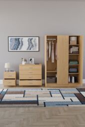 Home Discount Vida Designs Riano 3Pc Bedroom Set - 2 Drawer Bedside, 3 Door Wardrobe in Brown - thumbnail 3