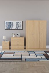 Home Discount Vida Designs Riano 3Pc Bedroom Set - 2 Drawer Bedside, 3 Door Wardrobe in Brown - thumbnail 4