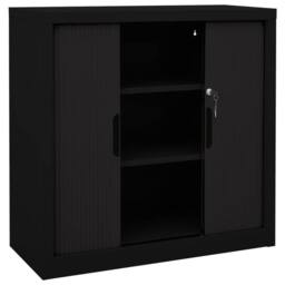 Berkfield Home Sliding Door Cabinet Black 90x40x90 cm Steel - Size: 90 x 40 x 90 cm - thumbnail 5