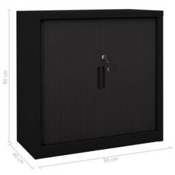 Berkfield Home Sliding Door Cabinet Black 90x40x90 cm Steel - Size: 90 x 40 x 90 cm - thumbnail 9