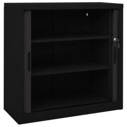 Berkfield Home Sliding Door Cabinet Black 90x40x90 cm Steel - Size: 90 x 40 x 90 cm - thumbnail 6