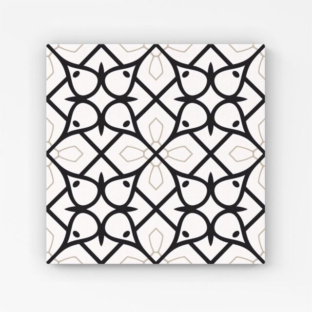 Warren Reed - Designer Arabic Style Pattern Canvas in Black - Size: w10 inch x h10 inch - image 1