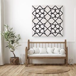 Warren Reed - Designer Arabic Style Pattern Canvas in Black - Size: w10 inch x h10 inch - thumbnail 3