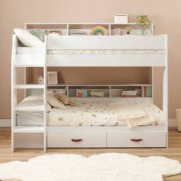 Flair Aviary Kids Bunk Bed with Storage Drawers & Shelves in White - Size: Single - thumbnail 2