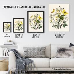 Artery8 Caterpillars & Butterflies Kirby Vintage Framed Wall Art Print in White - Size: A4 - thumbnail 3