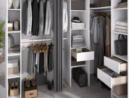 Vente-unique Corner Wardrobe With Curtain, 1 Door & Mirror - L 231 Cm - White and - thumbnail 8