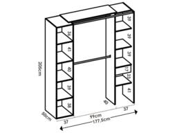 Vente-unique Corner Wardrobe With Curtain, 1 Door & Mirror - L 231 Cm - White and - thumbnail 9