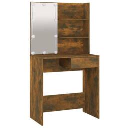 Berkfield Home Dressing Table with LED Smoked Oak 74.5x40x141 cm in Brown - thumbnail 3