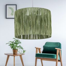 First Choice Lighting Set of 2 Raffia - Green 28cm Straw Pendant or Lamp Shades - thumbnail 4