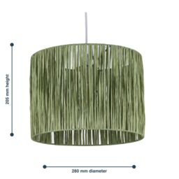 First Choice Lighting Set of 2 Raffia - Green 28cm Straw Pendant or Lamp Shades - thumbnail 6