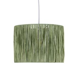 First Choice Lighting Set of 2 Raffia - Green 28cm Straw Pendant or Lamp Shades - thumbnail 3