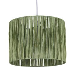First Choice Lighting Set of 2 Raffia - Green 28cm Straw Pendant or Lamp Shades - thumbnail 2