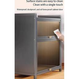 Ventryn Two Layer Spice Cabinet with Flip Top Drawers Large Capacity in Grey - thumbnail 5