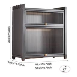 Ventryn Two Layer Spice Cabinet with Flip Top Drawers Large Capacity in Grey - thumbnail 2