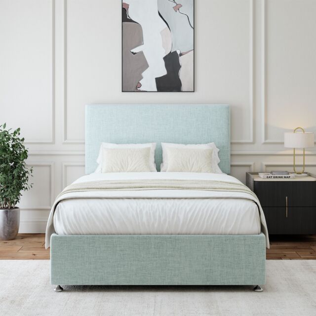Bedmaster Linen Divan Base & Plain Headboard in Light Brown - Size: Single - image 1