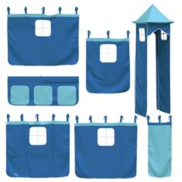 Berkfield Home Bunk Bed without Mattress with Slide & Curtains Blue 80x200 cm - thumbnail 6