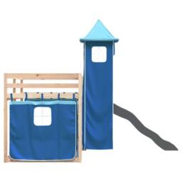 Berkfield Home Bunk Bed without Mattress with Slide & Curtains Blue 80x200 cm - thumbnail 9