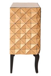 Orsina Spacious Copper Finish Cabinet, Unique Geomatric Design Sideboard Cabinet, Versatile Wooden Shelving Unit in Gold - thumbnail 3