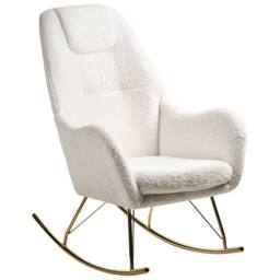 Wyld and Coco Luxe Living Rocking Chair Off-White Boucle Gold-Coloured Legs in White - thumbnail 3