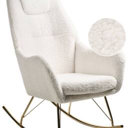 Wyld and Coco Luxe Living Rocking Chair Off-White Boucle Gold-Coloured Legs in White - thumbnail 2