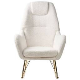 Wyld and Coco Luxe Living Rocking Chair Off-White Boucle Gold-Coloured Legs in White - thumbnail 5