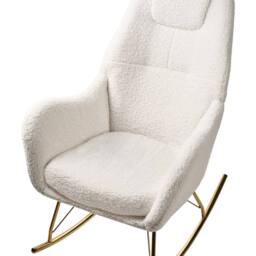 Wyld and Coco Luxe Living Rocking Chair Off-White Boucle Gold-Coloured Legs in White - thumbnail 7