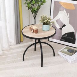 Nordlys Table Appoint End Table Industrial Metal Round in Brown - thumbnail 2