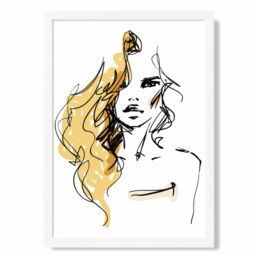 ARTZE Fashion Pen & Ink Sketch Framed Print SIZE: A2 with White Frame in Yellow - Size: A4 - thumbnail 1