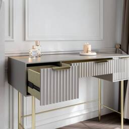 CARME HOME Lara Mocha Dressing Table - Ridged front & side finished in Brown - thumbnail 4