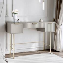 CARME HOME Lara Mocha Dressing Table - Ridged front & side finished in Brown