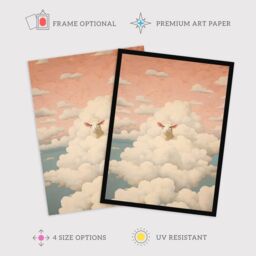 Wee Blue Coo Wall Art Print Head In The Clouds Sheep Fun Blue Pink Living Room Framed - Size: A4 - thumbnail 2