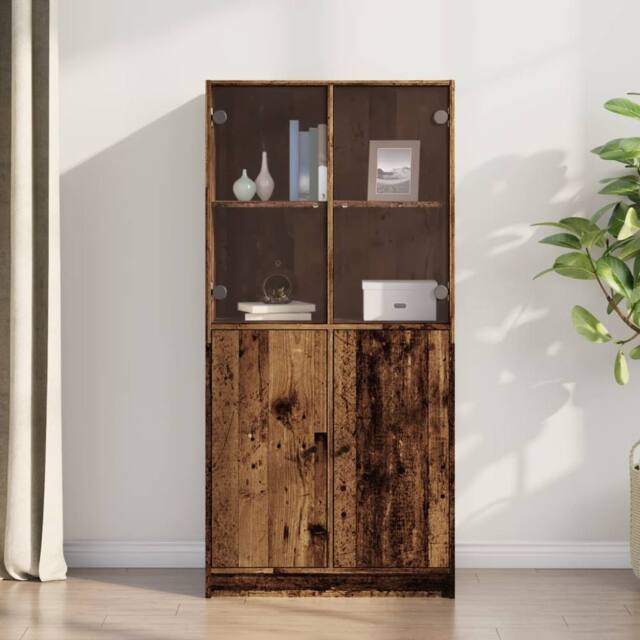 Berkfield Home Highboard with Doors Old Wood 68x37x142 cm Engineered Wood in Brown - Size: 68 x 37 x 142 cm - image 1