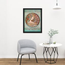 "Artery8 Wall Art Print Mucha Laurel 1901 Large Framed Wall Décor Art in Brown - Size: W18"" x H24""" - thumbnail 2