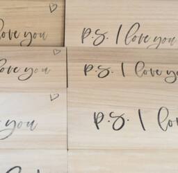 Amaya Rose Ltd P.S I Love You Solid Wood Sign Plaque. Wooden Shelf Home Decor in Beige - thumbnail 5