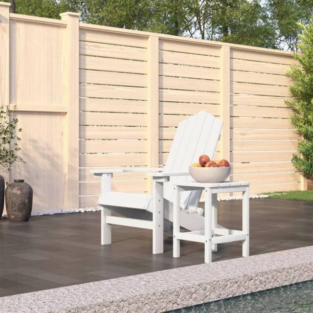 Berkfield Home Garden Adirondack Chair with Table HDPE White - image 1