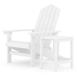 Berkfield Home Garden Adirondack Chair with Table HDPE White - thumbnail 2