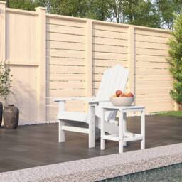Berkfield Home Garden Adirondack Chair with Table HDPE White - thumbnail 1