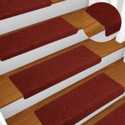 Berkfield Home Stair Mats 10 pcs Bordeaux Red 65x21x4 cm Needle Punch - Size: Medium - thumbnail 6