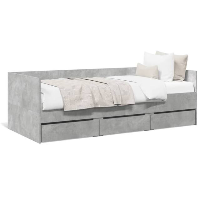 Berkfield Home Daybed with Drawers without Mattress Concrete Grey 90x190 cm Single - image 1