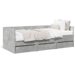 Berkfield Home Daybed with Drawers without Mattress Concrete Grey 90x190 cm Single